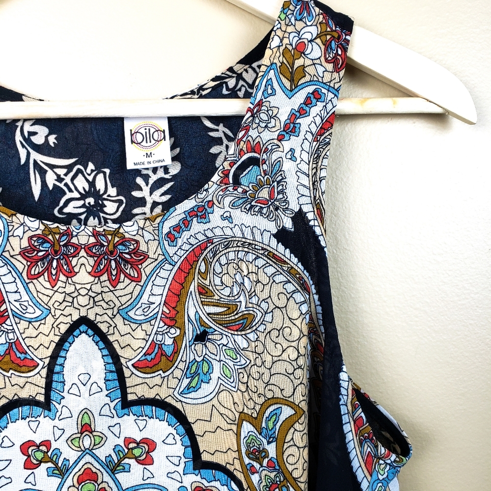 BILLA OF CA Boho Paisley Floral Silky Blouse,M - Picture 3 of 9